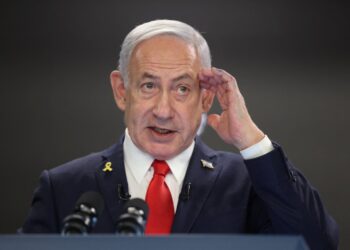 Benjamin Netanyahu en una conferencia de prensa.