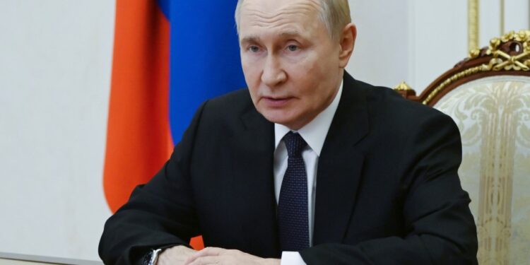 Vladimir Putin en una reunión del Consejo de Seguridad.