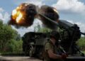 Un impulso de obús autopropulsado 2S22 Bohdana.