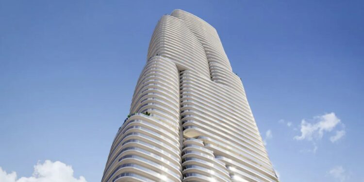 Representación de la torre residencial alta de Benidorm.