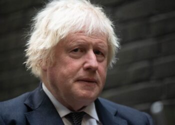 El primer ministro de Gran Bretaña, Boris Johnson, hablando durante una conferencia de prensa virtual.