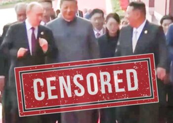 Imagen censurada de Vladimir Putin, Xi Jinping y Kim Jong-un.