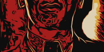 Portada de libros para Black Scare / Red Afire - Teorizando el racismo capitalista en los Estados Unidos, con una ilustración de Angelo Herndon