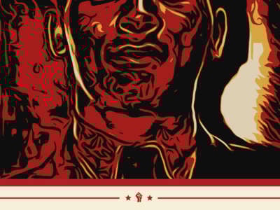 Portada de libros para Black Scare / Red Afire - Teorizando el racismo capitalista en los Estados Unidos, con una ilustración de Angelo Herndon