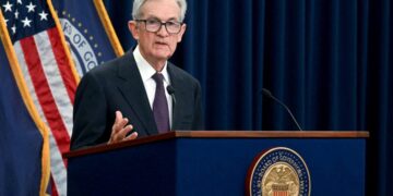 El presidente de la Reserva Federal, Jerome Powell, habla en una conferencia de prensa en la sede de la Reserva Federal, luego de la reunión del Comité Federal de Mercado Abierto (FOMC) en Washington el 17 de septiembre de 2025. (Jim Watson/AFP a través de Getty Images)