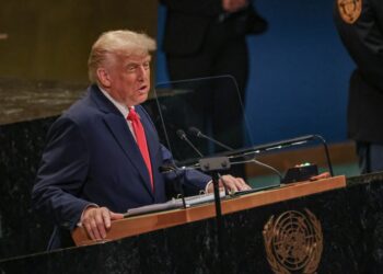 Donald Trump hablando en la Asamblea General de las Naciones Unidas.