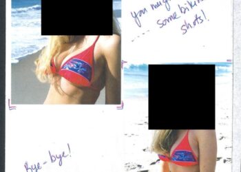 Collage de fotos de un libro de cumpleaños número 50; Las caras están redactadas.