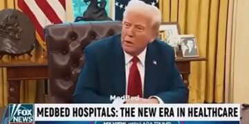 Un video generado artificialmente de Donald Trump promoviendo "Hospitales Medbed."
