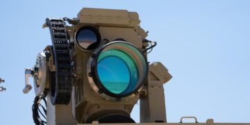 Detalle del sistema de intercepción antimisiles láser de haz de hierro.