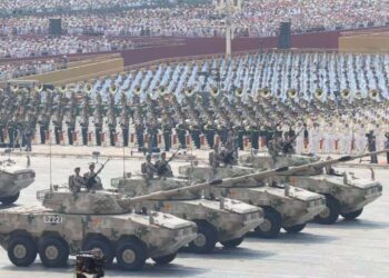 Desfile militar en la Plaza Tiananmen.