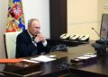 Vladimir Putin en una videoconferencia.