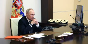 Vladimir Putin en una videoconferencia.
