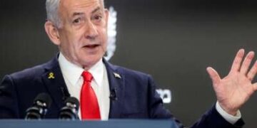 El primer ministro de Israel, Benjamin Netanyahu, ofrece una conferencia de prensa en la oficina del Primer Ministro en Jerusalén el 10 de agosto de 2025.