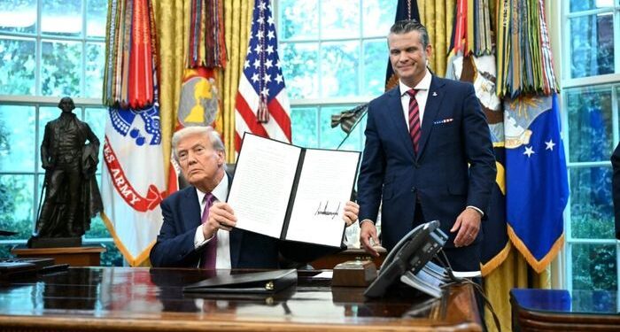 Trump firma la orden de renombro del Departamento de Defensa como Departamento de Guerra