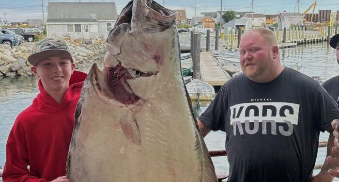 Young Man and the Sea: la pesca adolescente en la costa de Nueva Inglaterra captura enorme halibut más grande que él