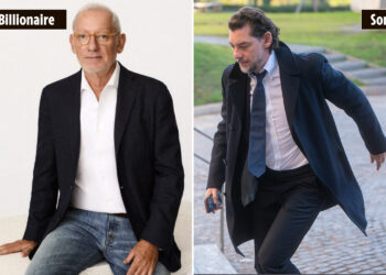 Collage de un hombre rico y su hijo.