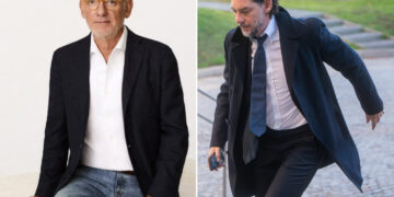 Collage de un hombre rico y su hijo.