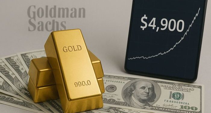 Goldman Sachs eleva la previsión del oro a 4.900 dólares gracias a las fuertes entradas de ETF y las compras de los bancos centrales