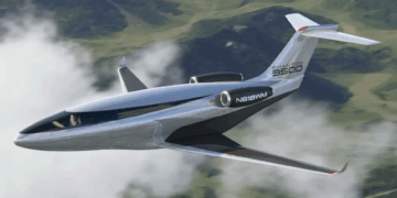 Ilustración de un jet Phantom 3500 en vuelo.