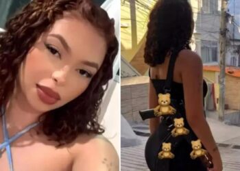 Un collage de imágenes que contiene 2 imágenes. La imagen 1 muestra a una influenciadora de la pandilla de CARTEL QUEEN Rio apodada la 'Musa del Crimen' es asesinada en una redada del cartel de Río después de publicar fotografías glamorosas con armas y drogas. La Imagen 2 muestra a una influenciadora de una pandilla de CARTEL QUEEN Rio apodada la 'Musa del Crimen' es asesinada en una redada del cartel de Río después de publicar fotografías glamorosas con armas y drogas