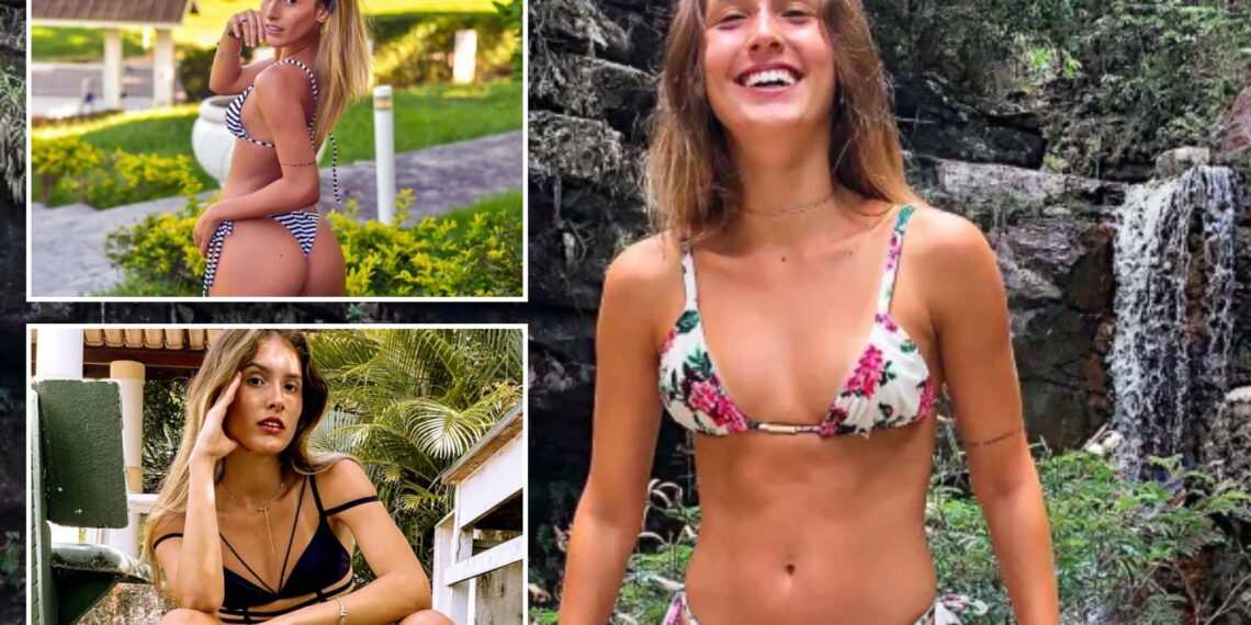 Un collage de imágenes que contiene 3 imágenes. La imagen 1 muestra NINTCHDBPICT001033294918. La imagen 2 muestra a una mujer con un bikini a rayas parada en escalones de piedra al aire libre, mirando por encima del hombro. La imagen 3 muestra a una mujer con un top negro y pantalones cortos blancos sentada en escalones de concreto, mirando a la cámara.