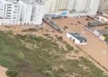 Vista aérea de las inundaciones severas en Ibiza.