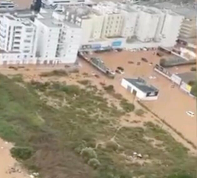 Vista aérea de las inundaciones severas en Ibiza.