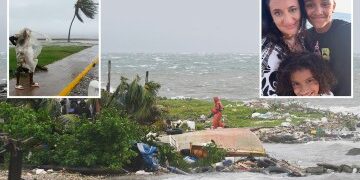 Momento aterrador: un torrente de agua inunda la calle mientras el huracán Melissa azota Jamaica y los lugareños dicen "cuidado con los cocodrilos"