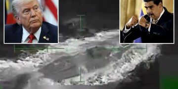 Momento coronado Donald Trump arroja lodo marrón sobre la multitud desde un avión mientras se burla de los manifestantes de 'No Kings' con un video de inteligencia artificial