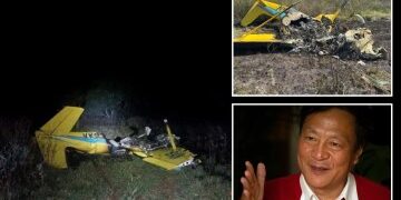 Momento de terror: helicóptero cae del cielo y se estrella en un lago frente a pescadores horrorizados