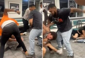 Momento impactante: la pecera gigante de un restaurante chino explota inundando el comedor con agua y mariscos vivos