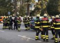 Los servicios de emergencia y la policía se reúnen en la escena de una amenaza de bomba en Munich.