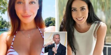 Un collage de imágenes que contiene 3 imágenes. La imagen 1 muestra a Michelle Ritter con un top de bikini a rayas rojas y blancas. La imagen 2 muestra NINTCHDBPICT001041410445. La imagen 3 muestra París, Francia. 21st de mayo de 2024. Eric Schmidt, ex director ejecutivo de Google, habla durante una reunión con miembros del sector de la inteligencia artificial como parte de una cumbre sobre inteligencia artificial organizada por el presidente de Francia en el Palacio Presidencial del Elíseo.