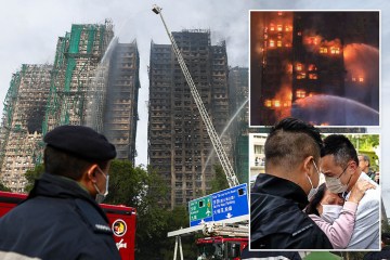 La embajada de Ucrania está bloqueada a la vista de Putin por una cartelera gigante erigida apresuradamente por el adulador presidente para la visita del tirano.