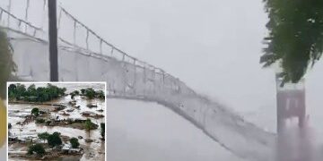 Momento asombroso: un puente de 2.500 pies colapsa en una nube de polvo apenas MESES después de su apertura en China