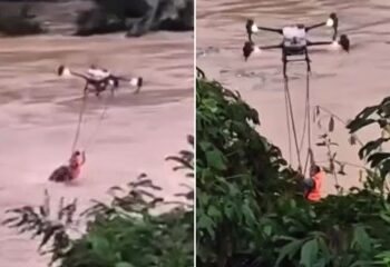 Momento en que un dron ucraniano de ataque profundo derriba un helicóptero ruso en un ataque que "cambia las reglas de la guerra"