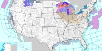 Mapa de pronóstico del tiempo nacional de EE. UU. para el 26 de noviembre de 2025. (Servicio Meteorológico Nacional de EE. UU. a través de The Epoch Times)