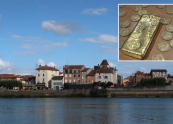 Un collage de imágenes que contiene 2 imágenes. La imagen 1 muestra la ciudad de Saint-Laurent en el río Saona, vista desde Mâcon, Francia. La imagen 2 muestra NINTCHDBPICT001036793202.