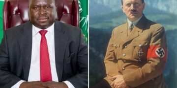 Un collage de imágenes que contiene 2 imágenes. La imagen 1 muestra NINTCHDBPICT001040777481. La imagen 2 muestra a Adolf Hitler (1889-1945), estadista alemán.