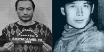 Un collage de imágenes que contiene 2 imágenes, la imagen 1 muestra a Nikolai Dzhumagaliev, la imagen 2 muestra a Nikolai Dzhumagaliev