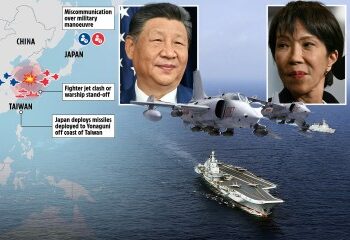 Fotografías satelitales asombrosamente claras muestran que la armada de buques de guerra chinos se concentra cerca de Taiwán a medida que aumentan los temores de invasión.