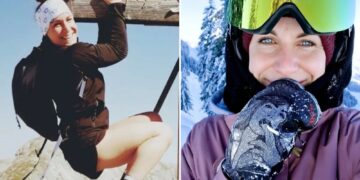 Un collage de imágenes que contiene 1 imágenes. La imagen 1 muestra a una mujer joven con gafas de esquí y un pasamontañas que guiña un ojo y saca la lengua.