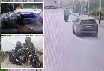 Imagen impactante muestra a un policía inconsciente cuando el conductor se detiene para tomar una FOTO después de embestirlo