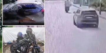 Imagen impactante muestra a un policía inconsciente cuando el conductor se detiene para tomar una FOTO después de embestirlo