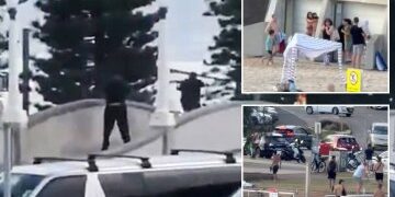 Increíble momento en que un valiente espectador ataca al pistolero de Bondi Beach después de un tiroteo masivo