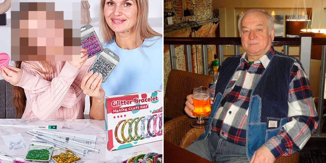 Un collage de imágenes que contiene 2 imágenes. La imagen 1 muestra a la esposa y la hija del buscado 'envenenador' de Salisbury y agente de inteligencia militar del GRU, Alexander Mishkin, acusado del intento de asesinato del ex espía Sergei Skripal, y su hija Yulia con el agente nervioso Novichok han protagonizado anuncios. La imagen 2 muestra al ex espía Sergei Skripal, que trabajó como agente doble para el MI6.