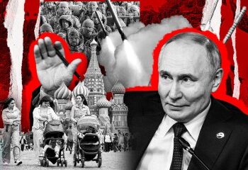 La máquina de propaganda de Putin pasa de ser una Barbie robot a una estrella del pop 'nazi' haciendo que los niños bailen hasta llegar al frente.