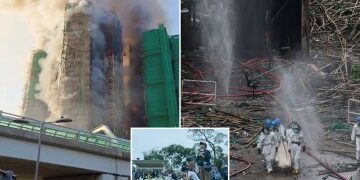 Las primeras imágenes devastadoras muestran el interior de bloques de pisos devastados por el fuego en Hong Kong después de que el infierno dejara al menos 146 muertos