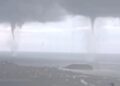 Momento TRES tornados de tromba marina golpean al mismo tiempo frente a la costa de España en un extraño evento natural