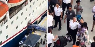 Momento de terror: cuatro hombres se aferran a un bote a pocos metros de una presa de 130 pies mientras los rescatistas corren contra el tiempo para salvarlos